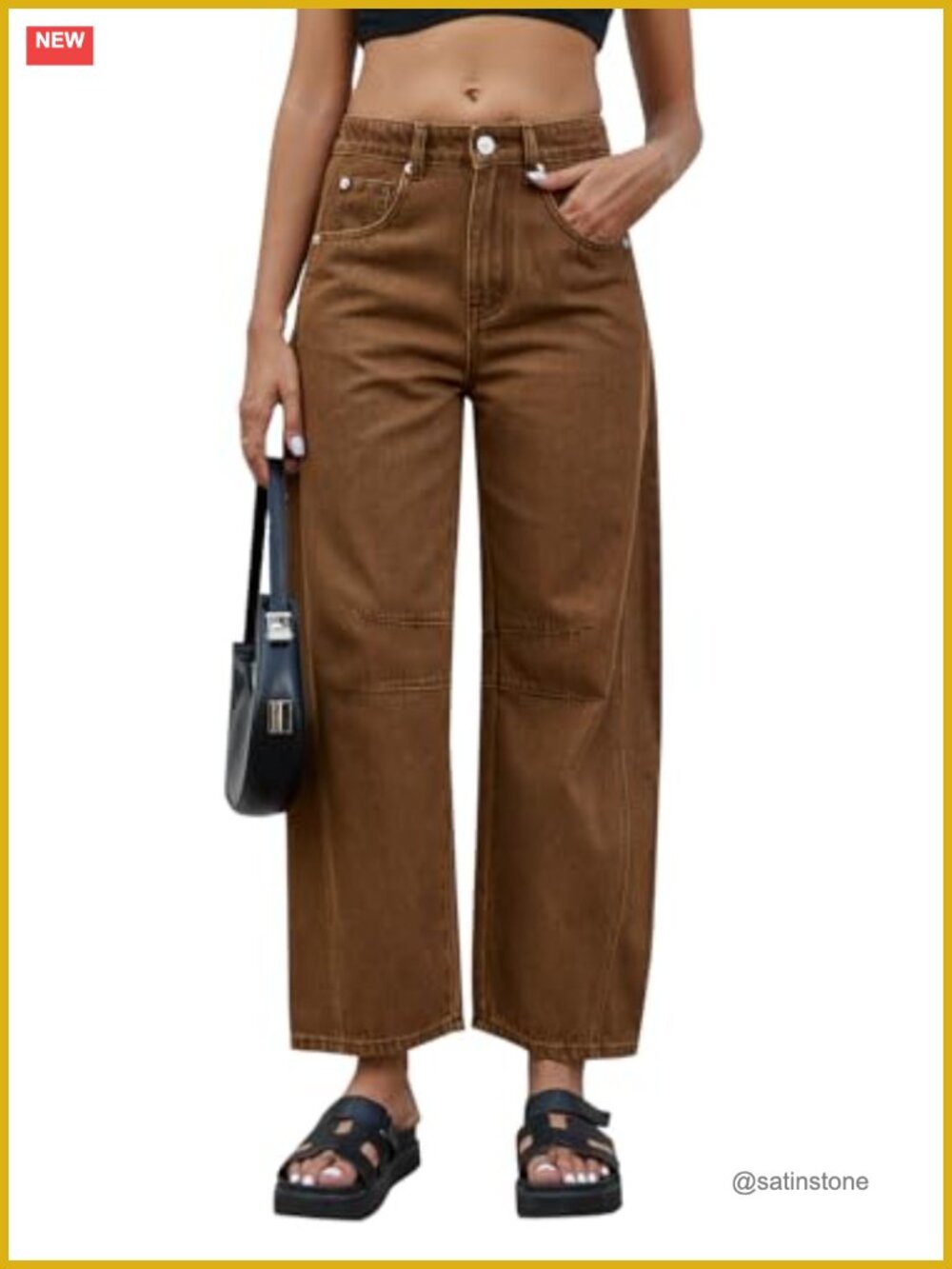 Mid Rise Stretchy Baggy Barrel Jeans Wide Leg Ankle Denim Pants